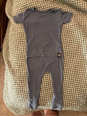 Ready Set Romper Soft Blue Ribbed Baby Footed option One-Piece